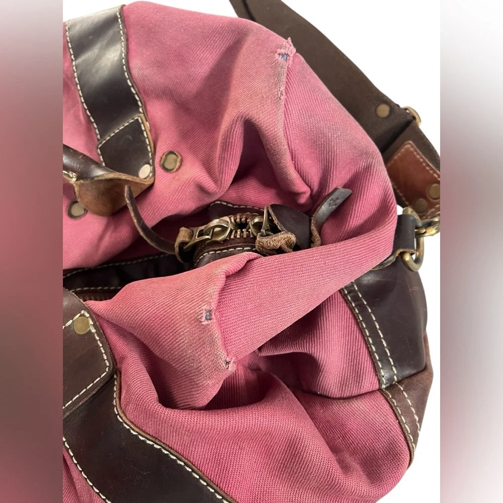 Cole Haan Men’s Large Leather Canvas Shoulder Duffle Bag